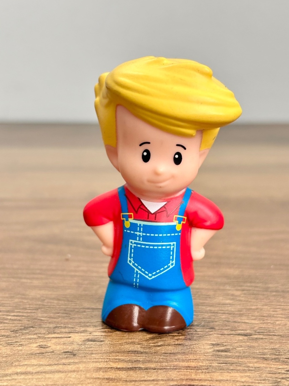 Fisher Price Little People Eddie Farmer Red Blue Overalls Barnyard Figure 2012